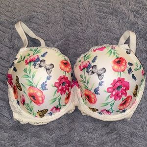 36DD Victoria's Secret Colorful Butterflies & Floral Print Dream Angels Demi Bra